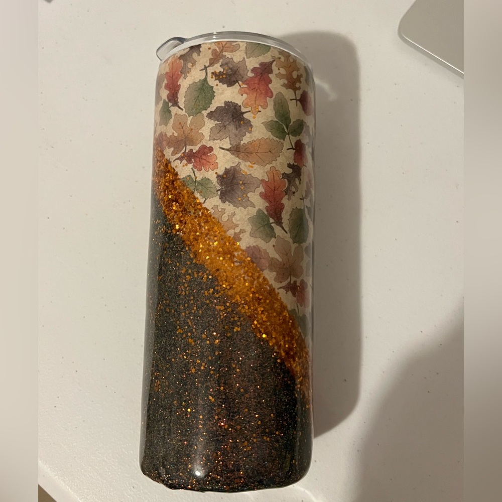 NWT - Handcrafted Fall Glitter Tumbler
